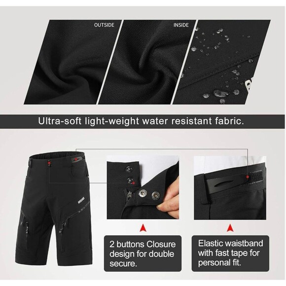 ARSUXEO Men's Loose Fit Water Resistant Cycling Shorts Size XL New With Tags - Picture 3 of 8